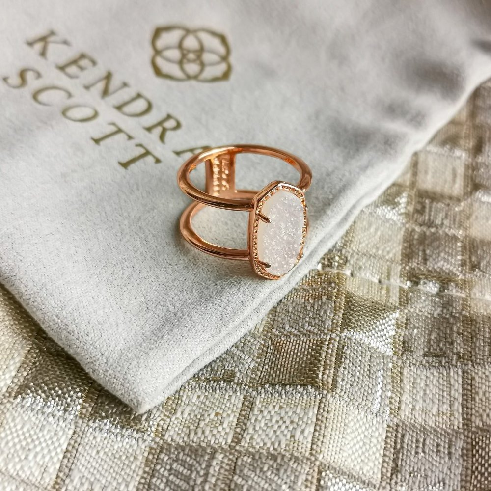 Elyse Ring | Rose Gold | Iridescent Drusy size 7